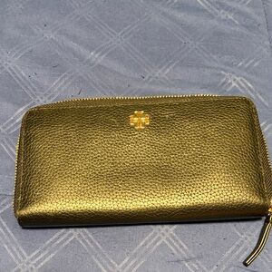 Tory Burch Black Wallet with Gold Accents